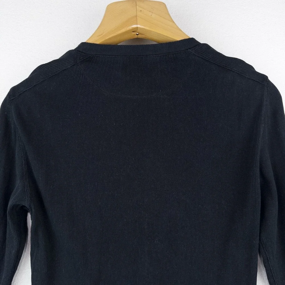 Polo Ralph Lauren Black Ribbed Lightweight Henley Shirt Men's L *Distressed